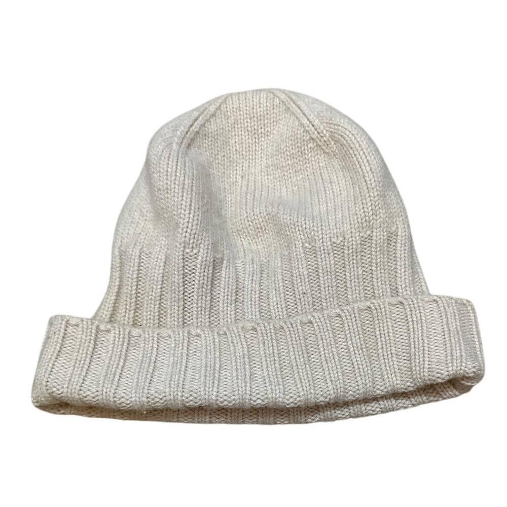 Balmuir Lazio Wool Cashmere Cuffed Beanie Hat Cream One Size